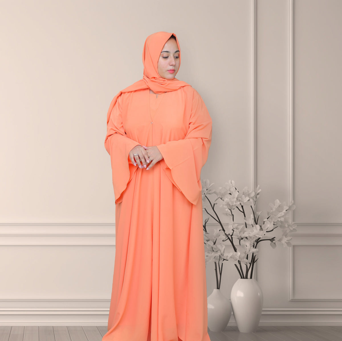 Bustangi Dual Elegance Pumpkin Abaya