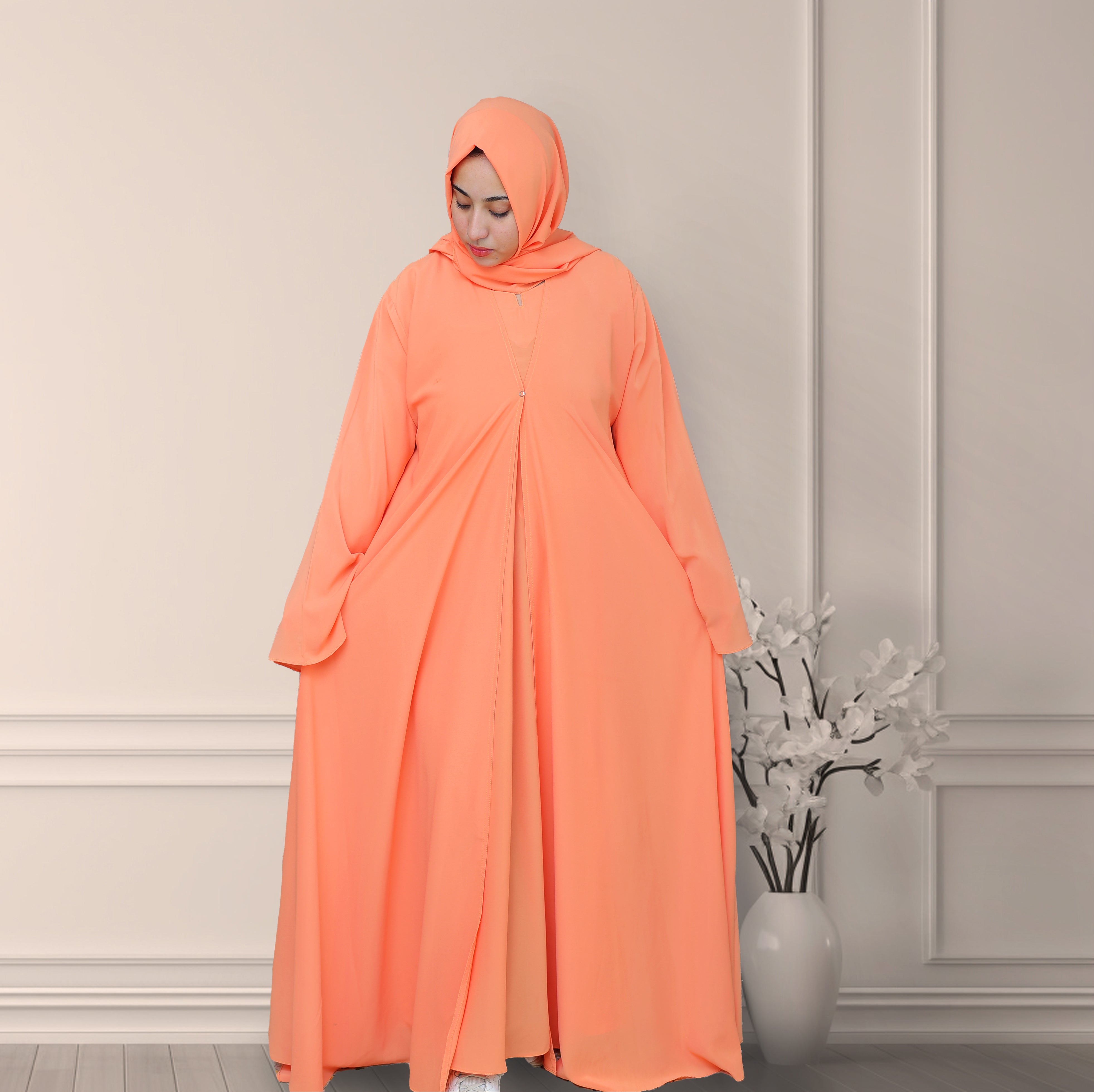 Bustangi Dual Elegance Pumpkin Abaya