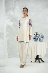 Silcot Stitched 2 Piece Silk Collection-pristine ivory silk