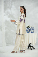 Silcot Stitched 2 Piece Silk Collection-pristine ivory silk