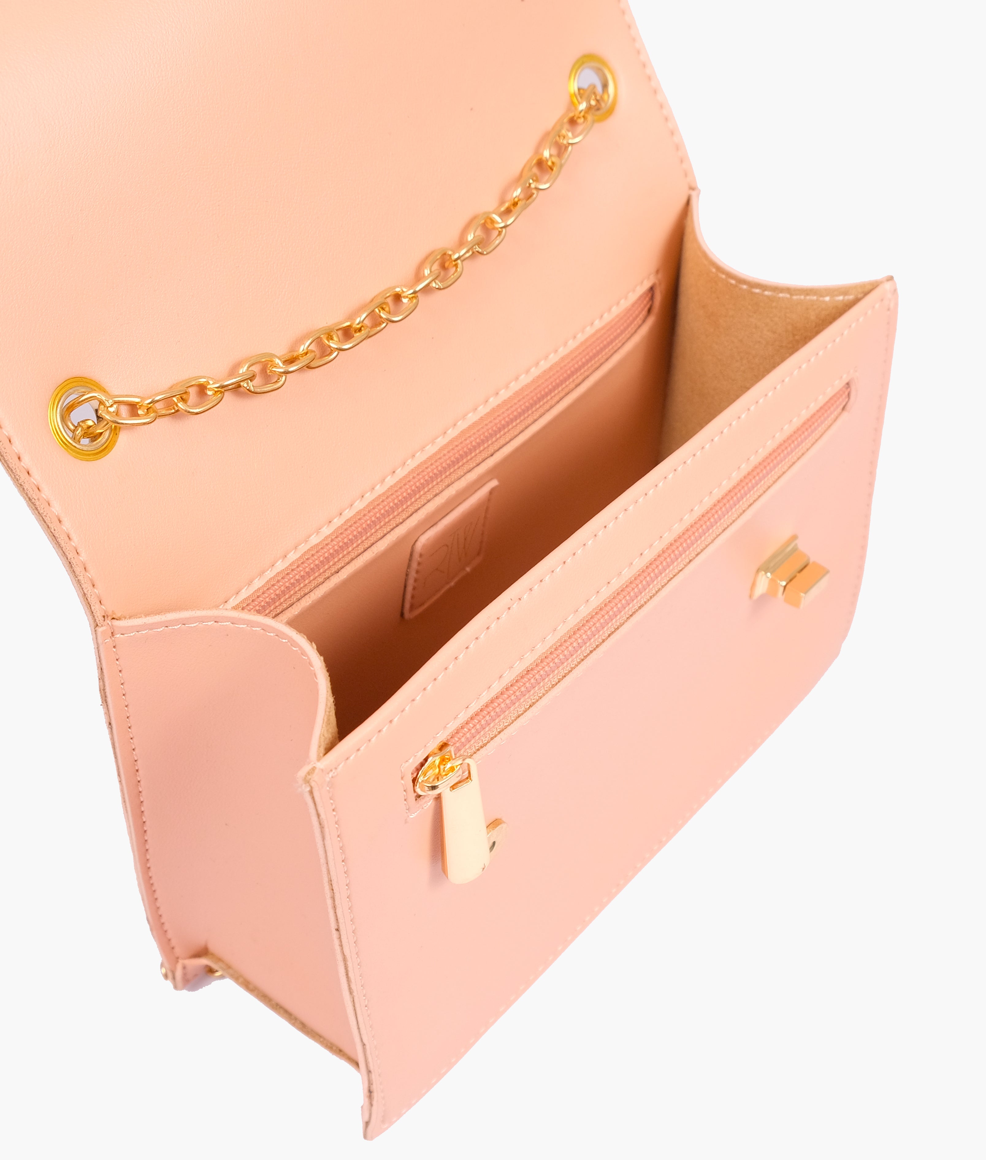 RTW Creation - Peach chain shoulder bag with twist lock