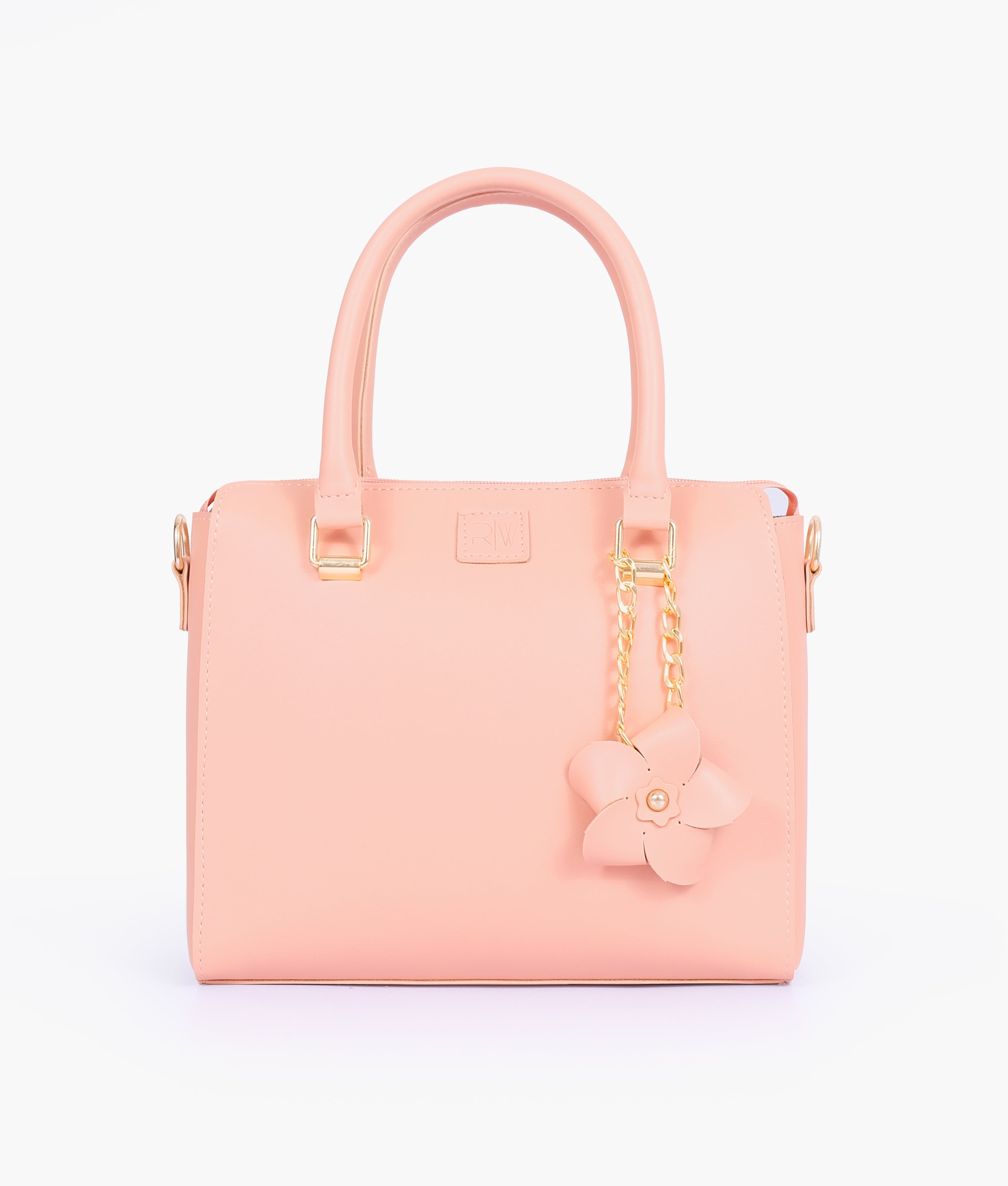 RTW Creation - Peach handbag with flower charm