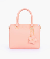 RTW Creation - Peach handbag with flower charm