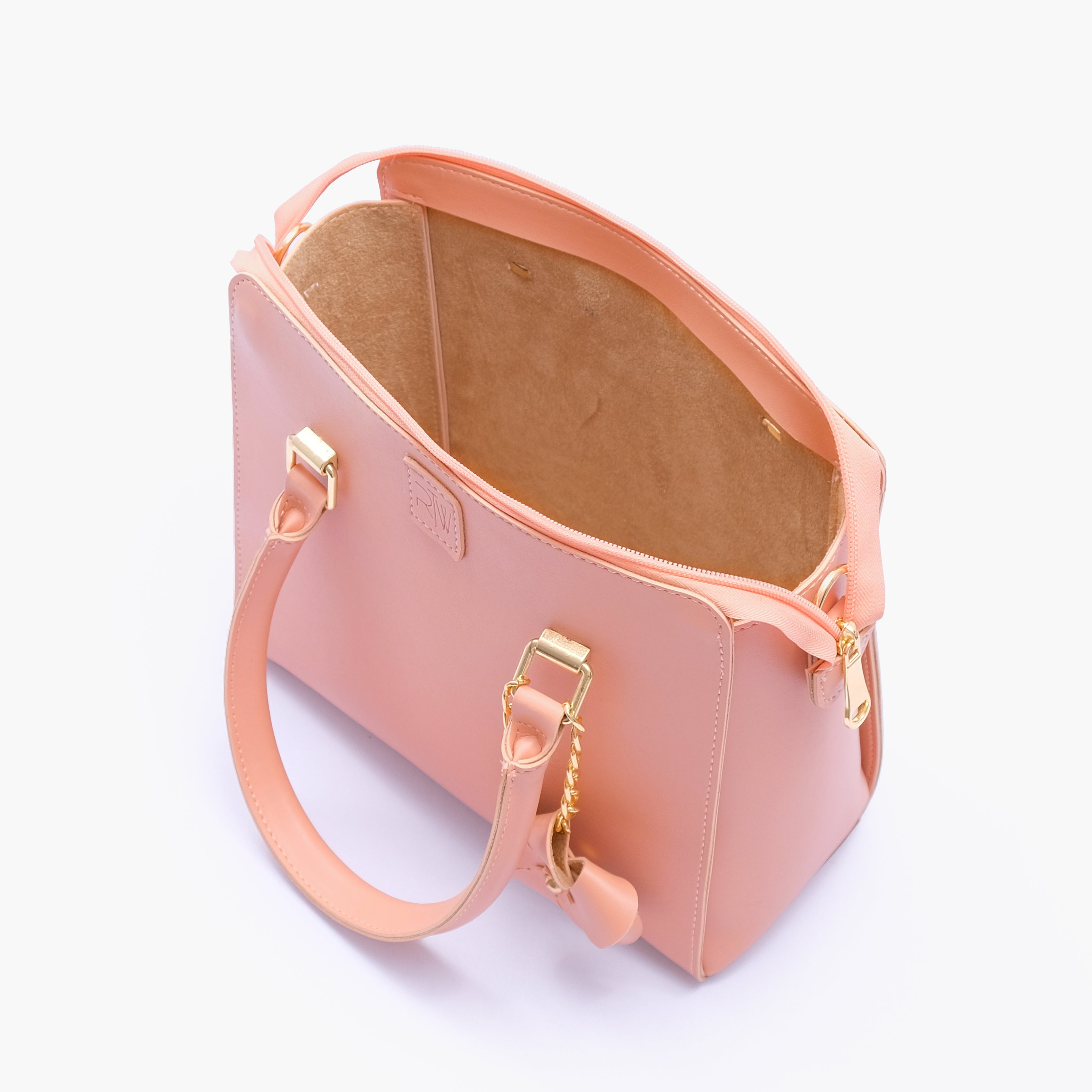 RTW Creation - Peach handbag with flower charm