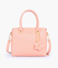 RTW Creation - Peach handbag with flower charm