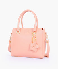 RTW Creation - Peach handbag with flower charm