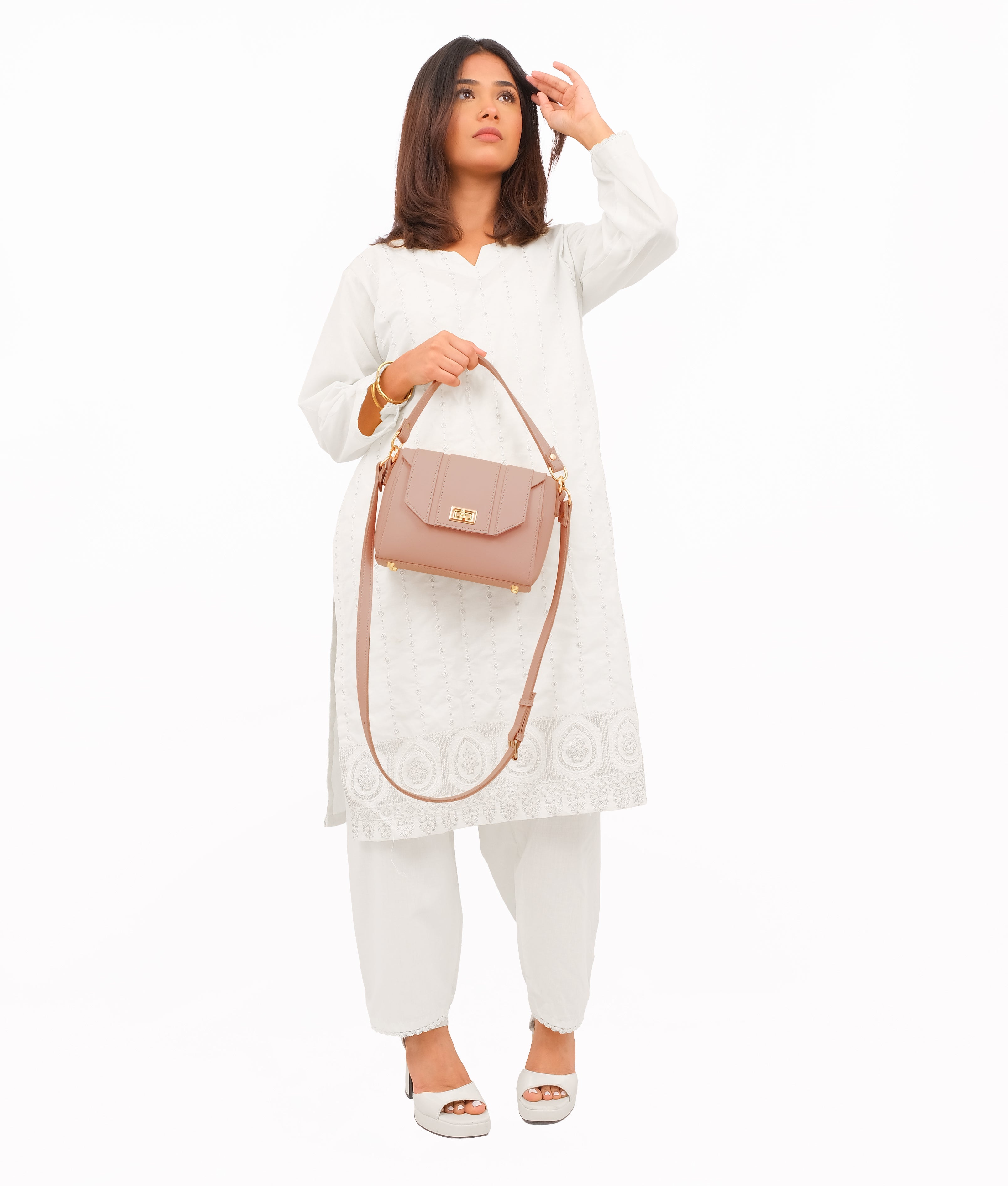 RTW Creation - Peach compact top-handle cross-body bag