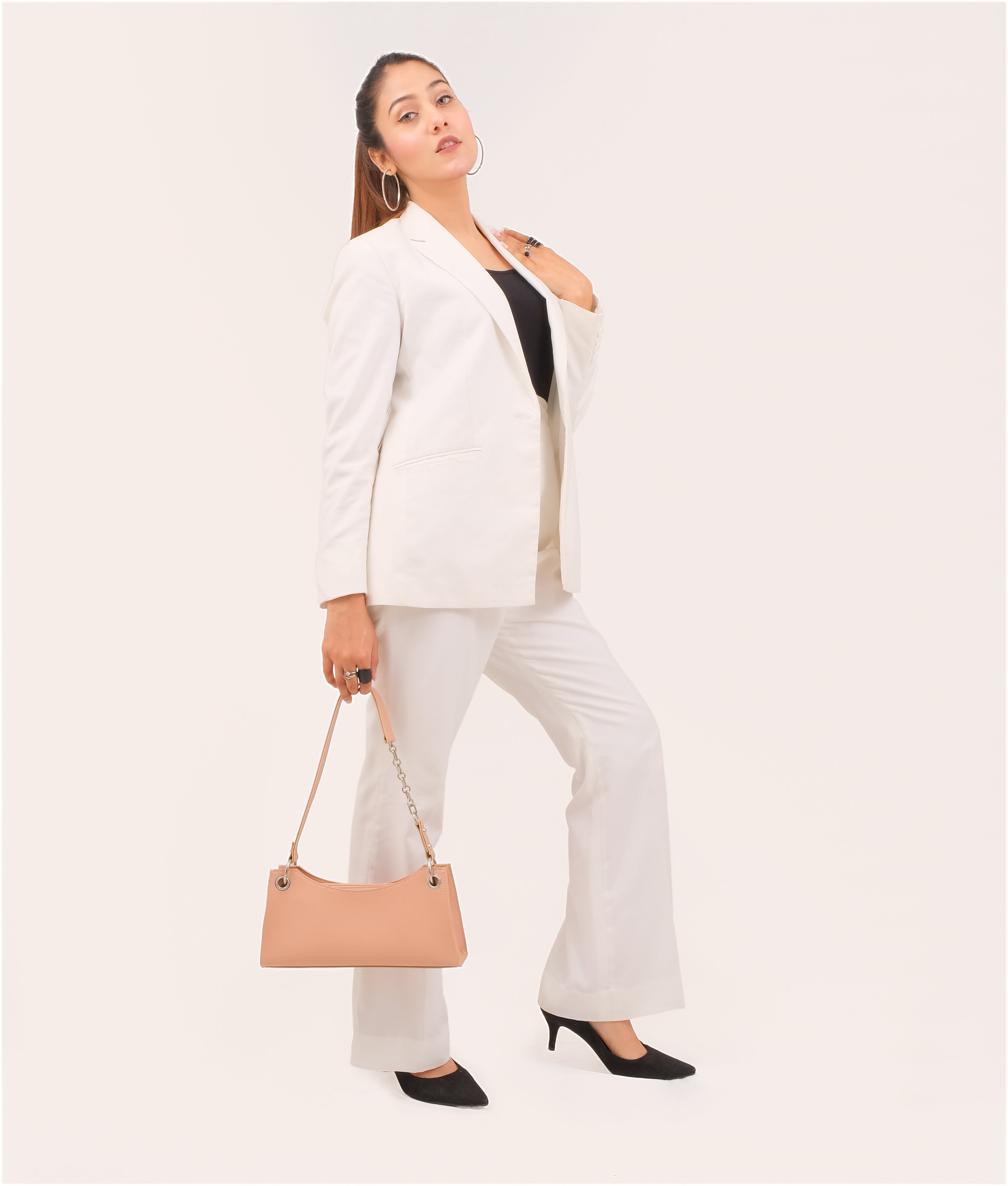 RTW Creation - Peach elongated chain handle purse
