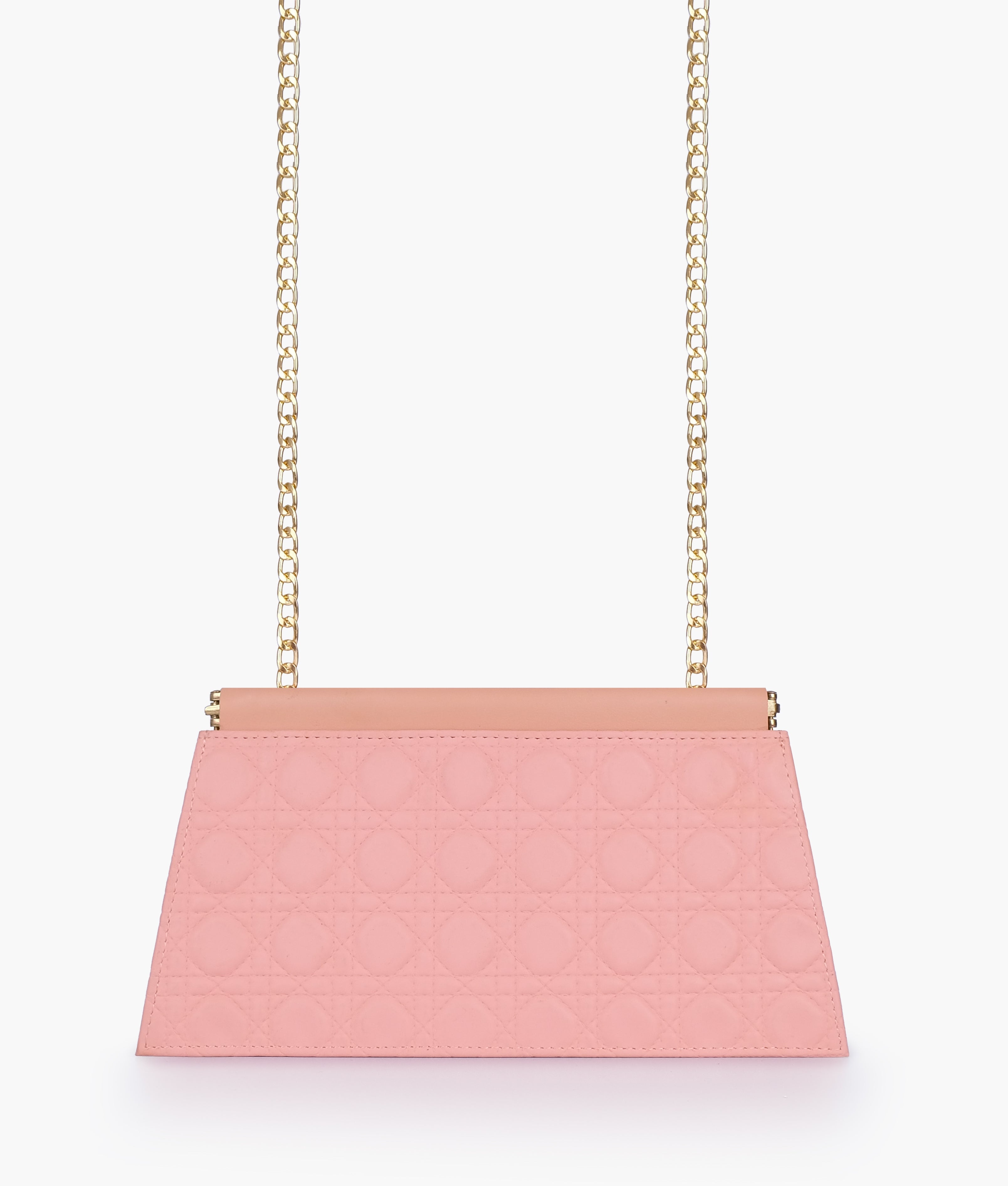 RTW Creation - Peach quilted evening clutch with snap closure