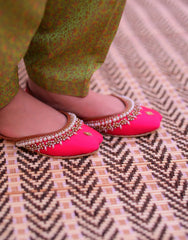 Mgs Style Khussa Collection-Lustre Pearl Ensemble  Pink Elan