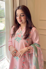 La Rosaa Stitched 3 Piece Summer Lawn Collection-LE-24-08 Blush Pink - 3Pc