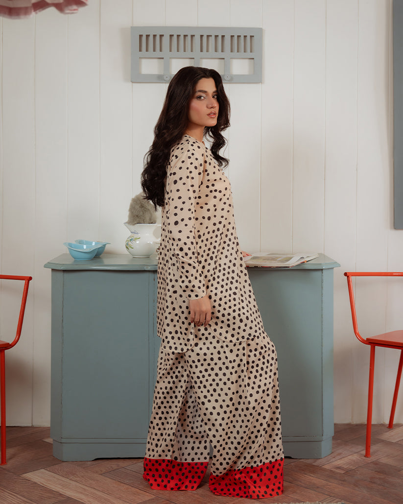 The Abstract Affair By Qariney Stitched 2 Piece Winter Collection'2024-Bold Polka