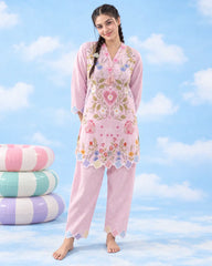 Pookie two-piece pink lawn co-ord front view