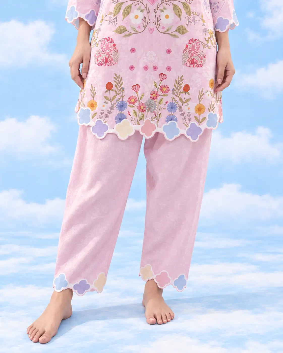 Pookie floral scalloped hem and trouser detail