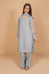 Shop chiffon suits for girls with elegant embroidery designs. Lightweight, breathable outfits perfect for parties