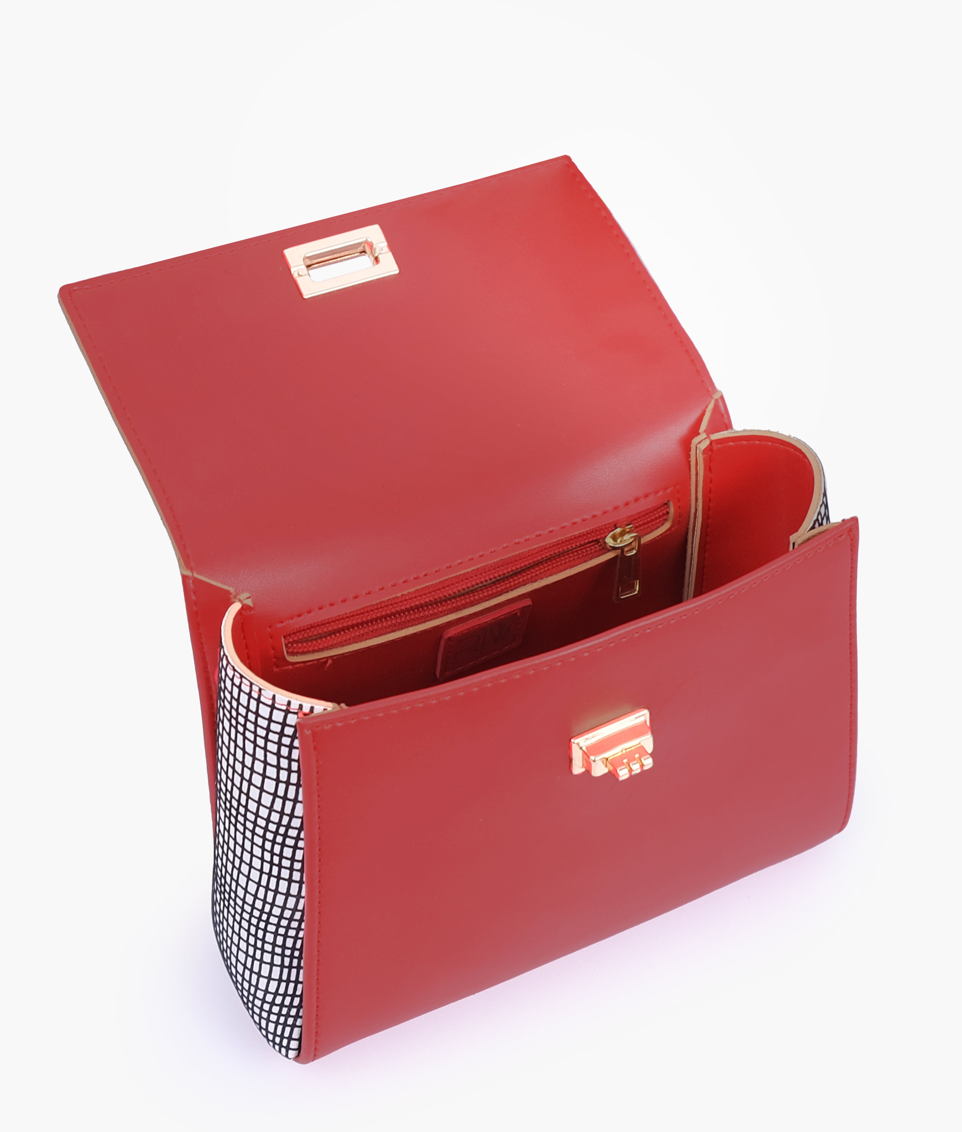 RTW Creation - Red criss-cross top-handle bag