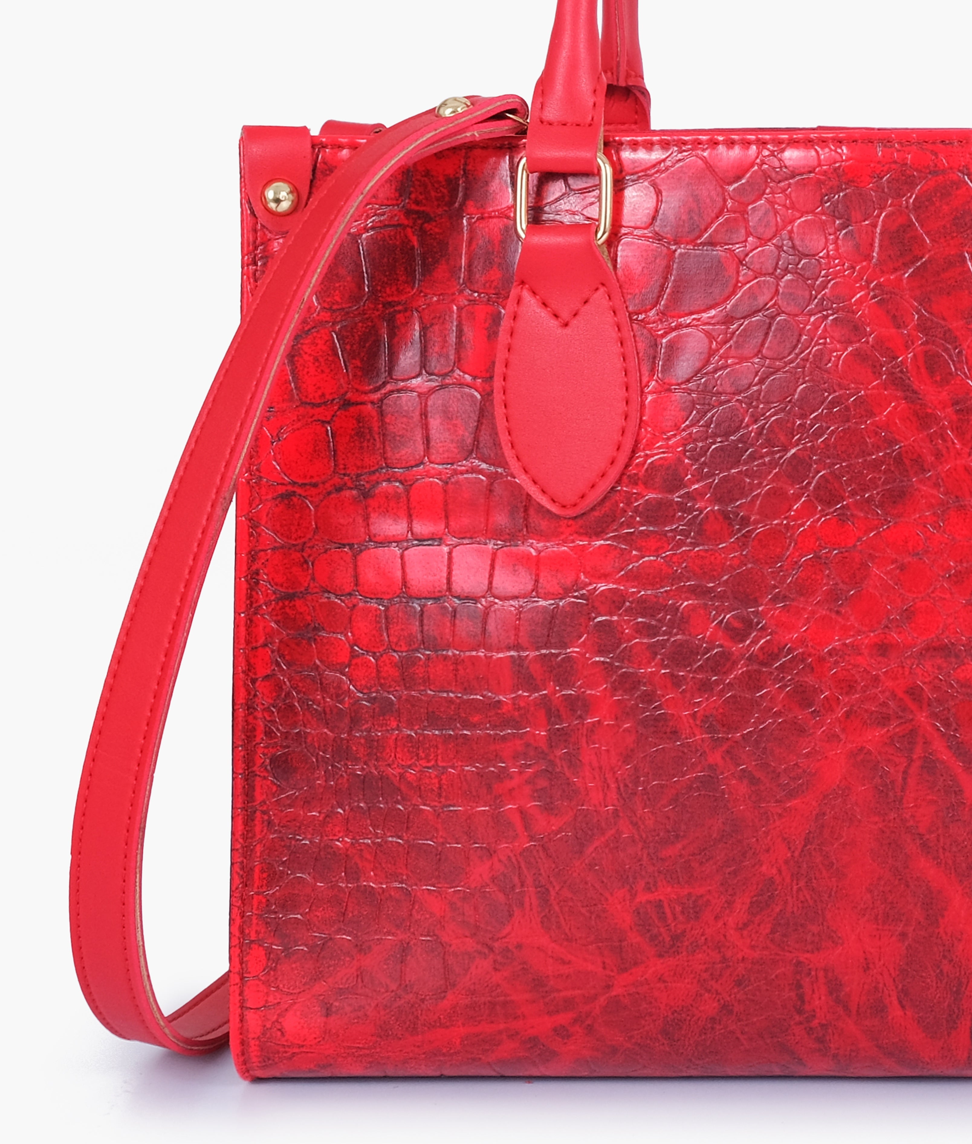 RTW Creation - Red on-the-go crocodile handbag