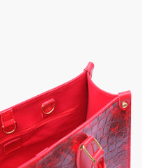 RTW Creation - Red on-the-go crocodile handbag