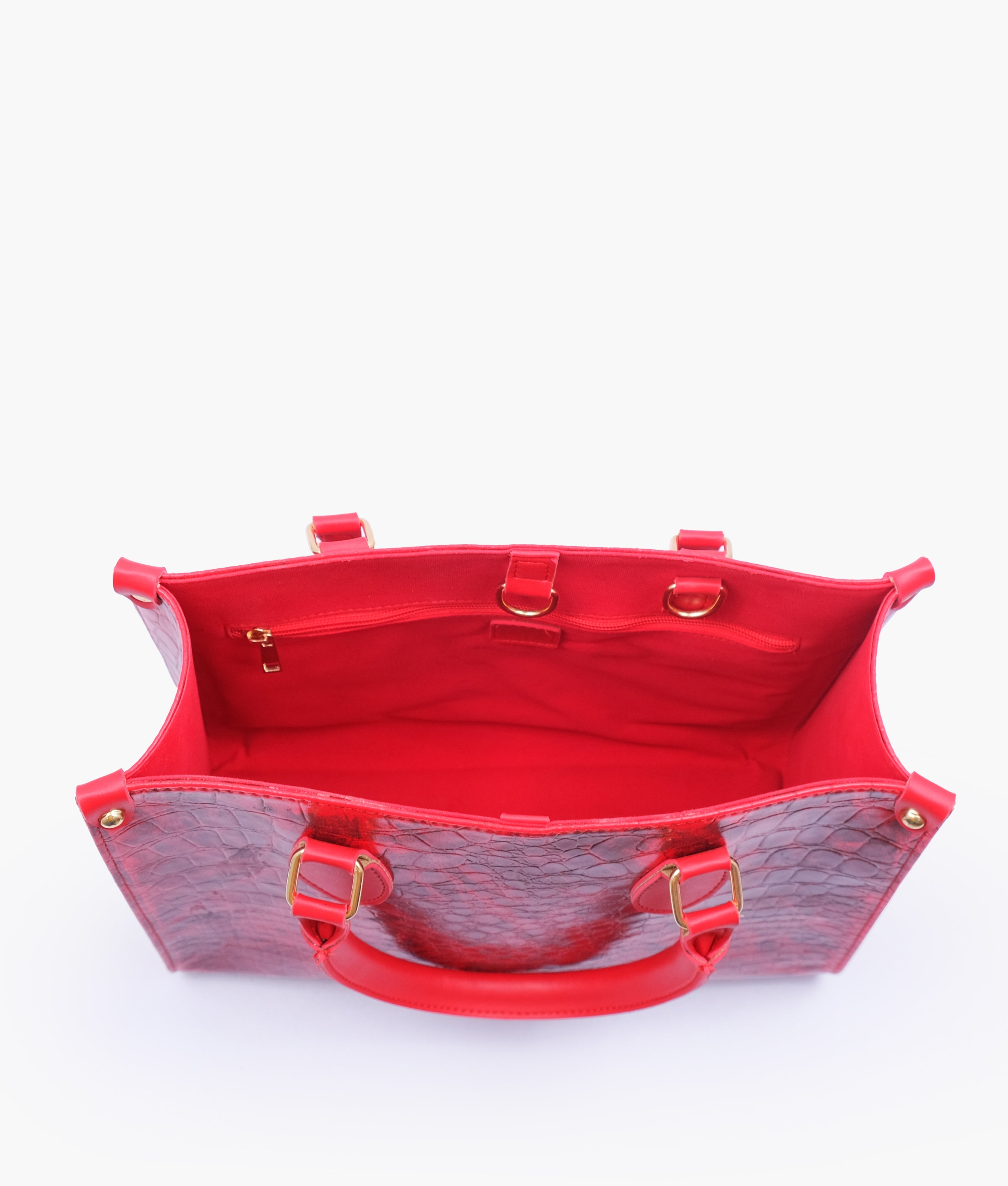 RTW Creation - Red on-the-go crocodile handbag