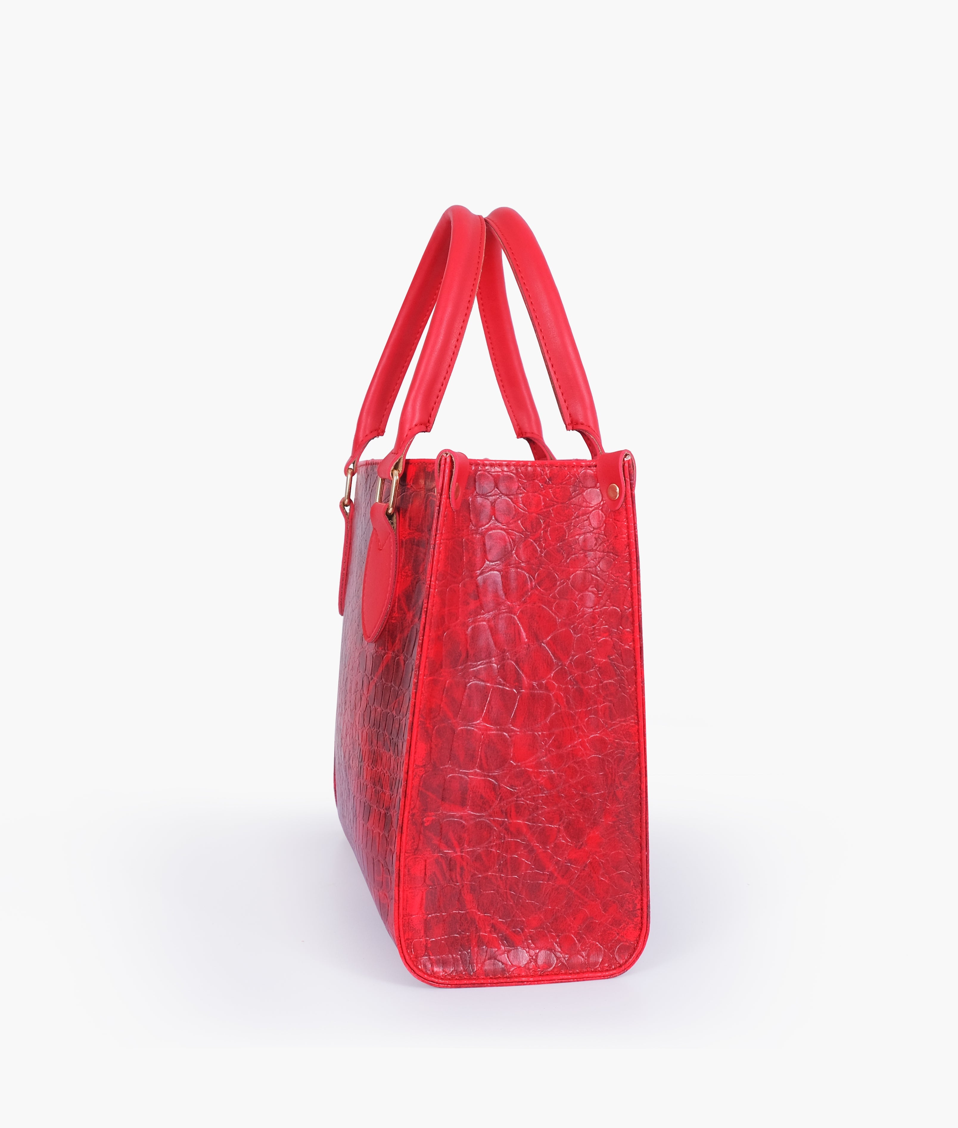 RTW Creation - Red on-the-go crocodile handbag