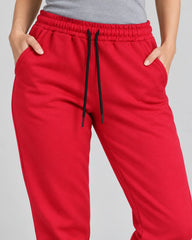 Red Jogger Pant with black drawstrings — studio view 3