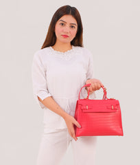 RTW Creation - Red top-handle crocodile mini bag