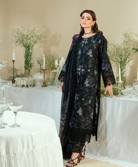 Luxe Edit By Kaanthaa Unstitched 3 Piece Summer Suit-KUNEP-3P-002 BLACK-LAWN UNSTITCHED 3PC