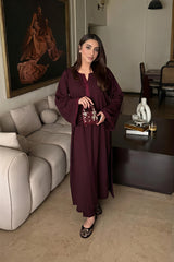 Allechant By Manahils Stitched Suit-Dark Burgundy