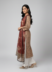 Amna Ali Nawaz Stitched Lawn Shirt With Monarch Dupatta-DILDAARA