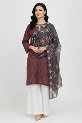 Amna Ali Nawaz Stitched Lawn Shirt With Monarch Dupatta-SAMEEN
