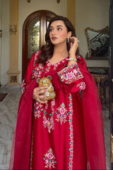 Allechant By Manahils Stitched Suit-Red Petal
