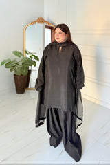 Allechant By Manahils Stitched Formals-Black Farshi Shalwar three pc