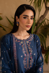 Midway Arts Stitched 3 Piece Collection'2026-Navy Blue Midway - 3Pc - Embroidered Dress