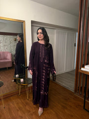 Allechant By Manahils Stitched Suit-Purple kaftan