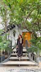 Allechant By Manahils Stitched Suit-Black Zuri kaftan
