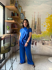 Allechant By Manahils Stitched Formals-Candle Knot Set Blue