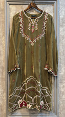 Allechant By Manahils Stitched Formals-Olive embroidery velvet