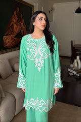 Allechant By Manahils Stitched Suit-Mint Mist