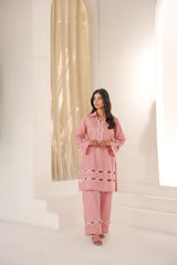 Abeera Stitched Co Ords Cotton Solid Edit-Petal Pink-Se-03