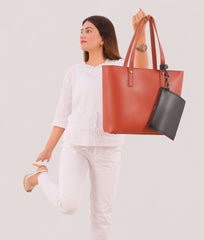RTW Creation - Rust tote bag with detachable pouch