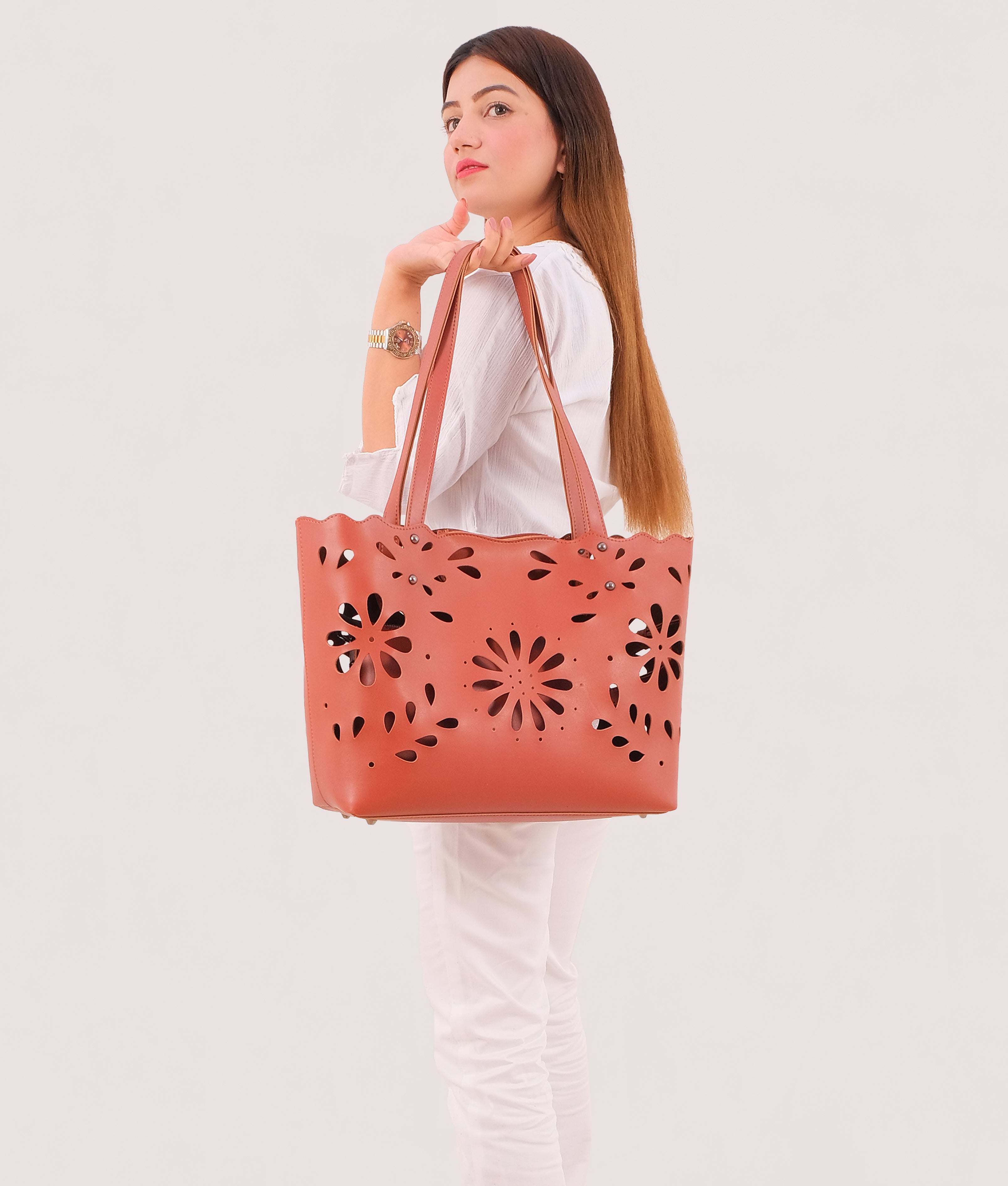 RTW Creation - Rust two-piece floral tote