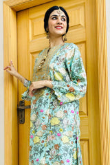 Urban Cut 2 Piece Embroidred Cotton/Viscose  Printed  Suit