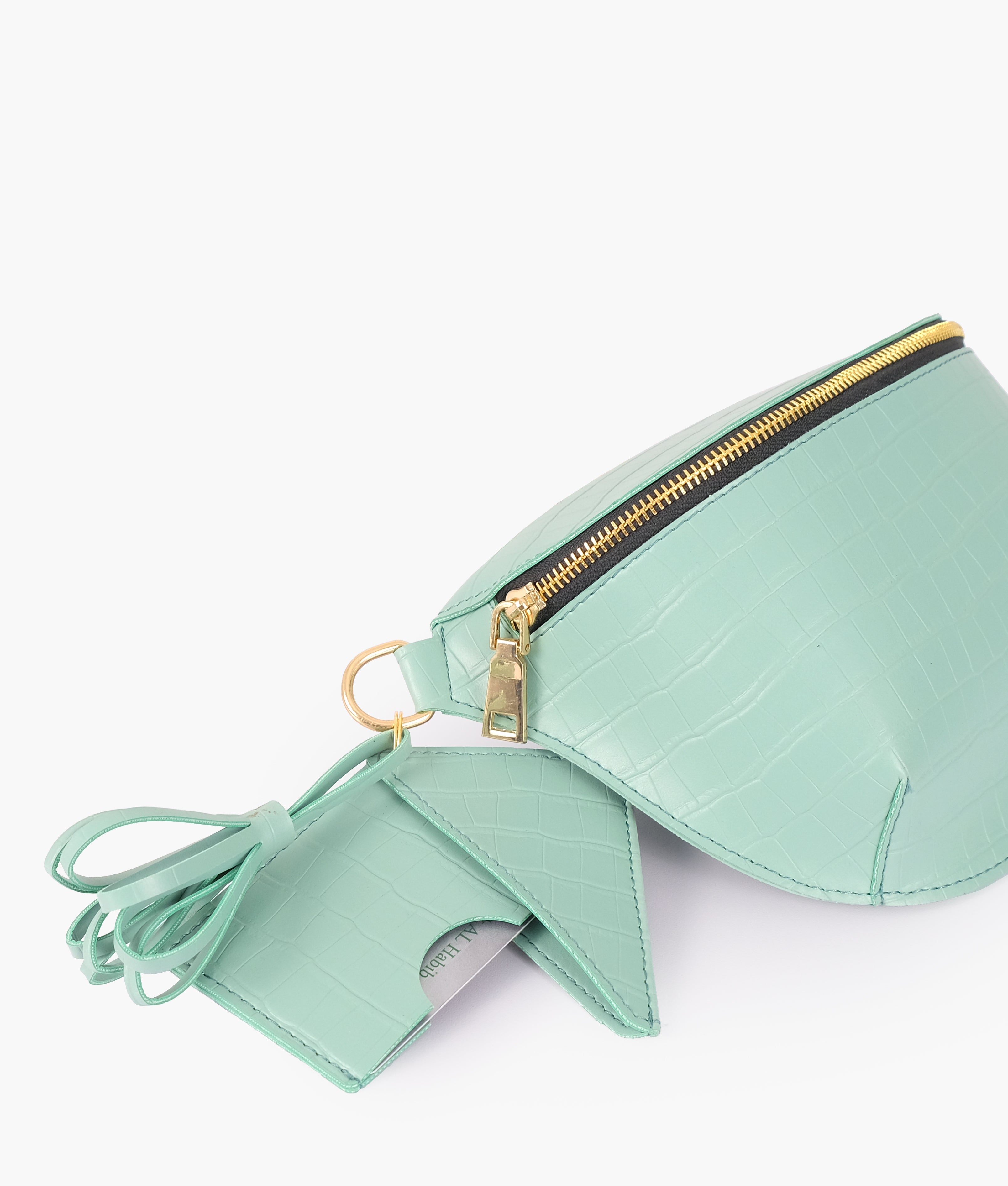 RTW Creation - Sea green crocodile belt bag