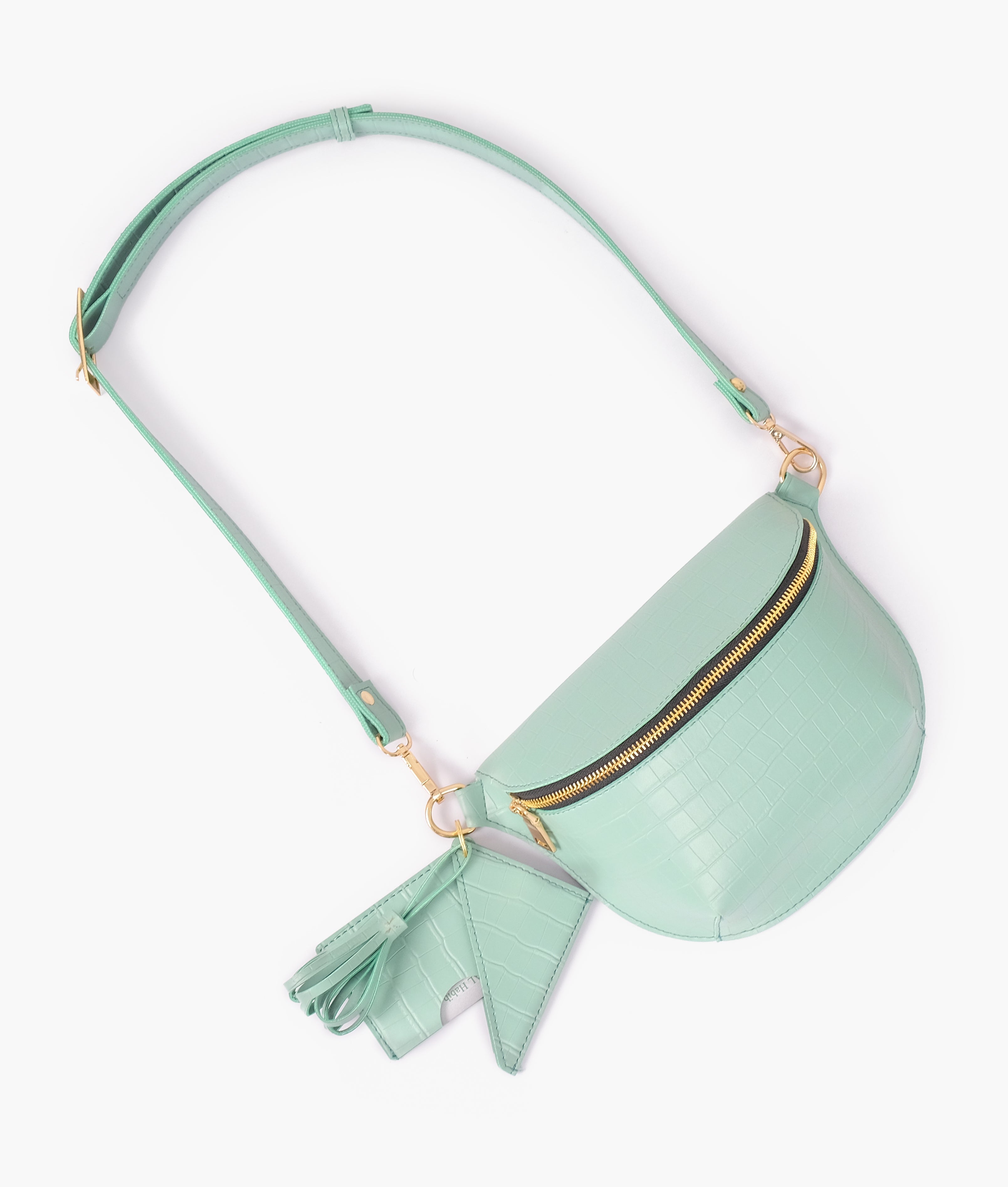 RTW Creation - Sea green crocodile belt bag