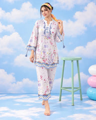 Secret Garden lawn two-piece co-ord front view on model