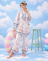 Secret Garden two-piece lawn outfit full-length model pose