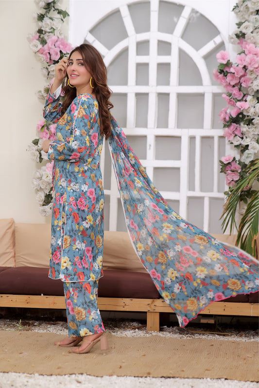 Feathers Unstitched 3 Piece Summer Collection-SIFARISH-FT268