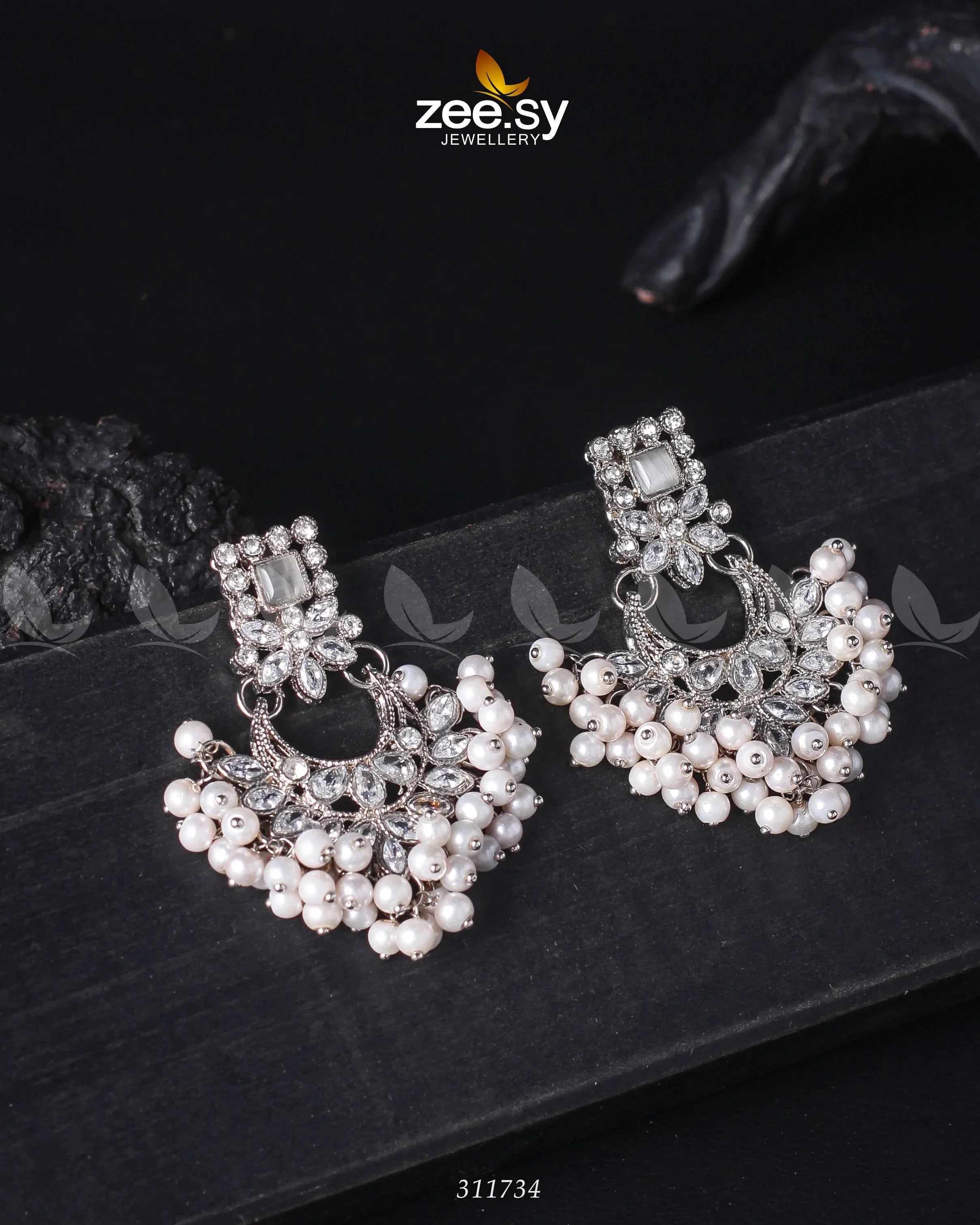 Lily Earrings Sliver White - Zeesy Jewellery