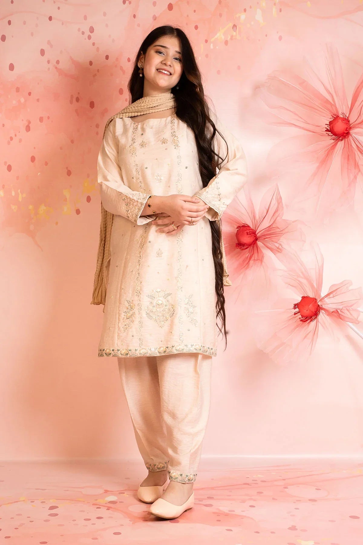 Shop latest embroidery dresses for girls in Pakistan. Discover stitched Pakistani suits with elegant embroidery, perfect for festive