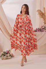 Ochre Clothing Women's Georgette Printed Dress